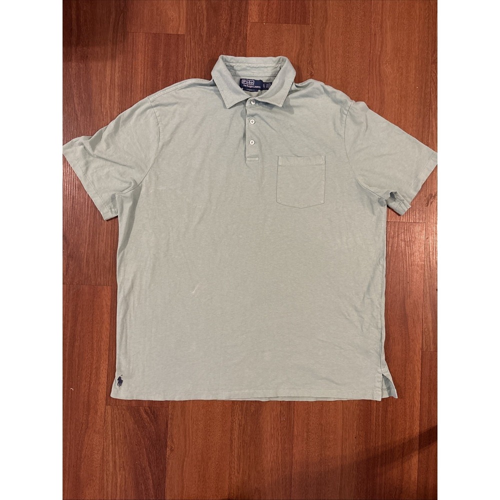 Polo Ralph Lauren Men XL Classic Fit Cotton Linen Polo Shirt Sage Green - Picture 1 of 9